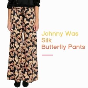 Black Floral Print Wide-Leg Pants
